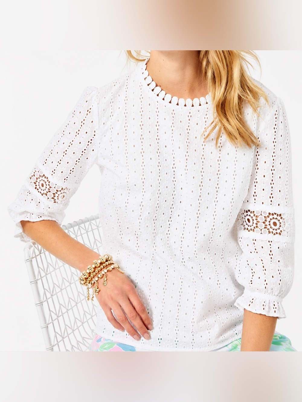 Lilly Pulitzer Jourdana starburst eyelet top, size 2